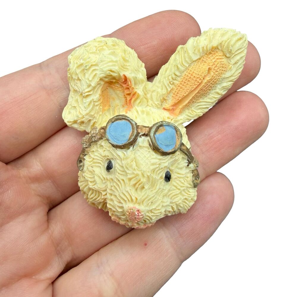 Vintage Adorable Flying Rabbit Brooch Bunny with Goggles Pin